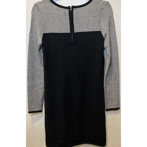 Cynthia Rowley 100% Merino Wool Dress Extra Fine Chevron Print Women's XS - Picture 2 of 7